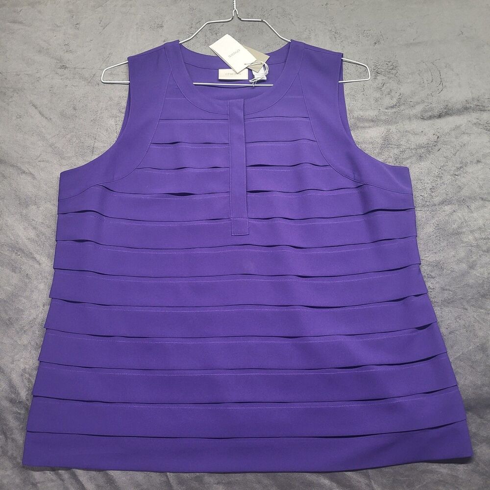Chicos Lovely Layered Dana Henley Tank Flowy Purple Size 2 Large Blouse Shell